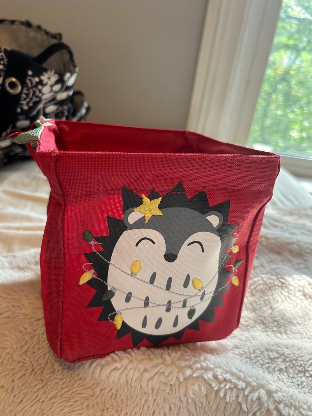 thirty-one Red Kids Hedgehog Storage Cube with Festive Lights